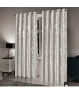 Leaf Sparkle Blackout Curtains in Natural