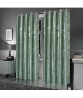 Leaf Sparkle Blackout Curtains in Sage Green