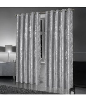 Leaf Sparkle Blackout Curtains in Silver