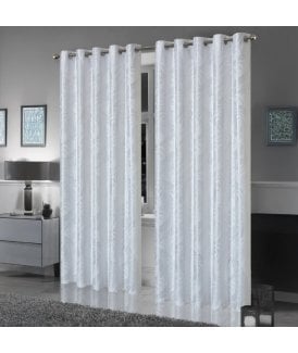 Leaf Sparkle Blackout Curtains in White