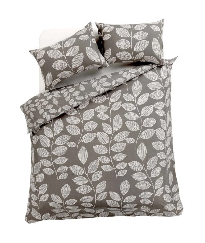 New Edge Blinds Leaves Duvet Set in Grey