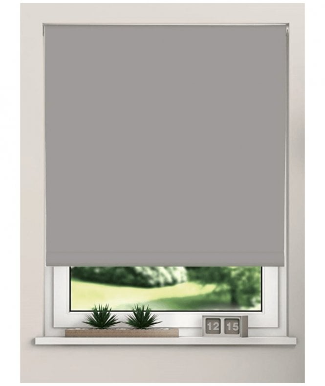 New Edge Blinds Light Grey Blackout Roller Blind (165cm Drop)