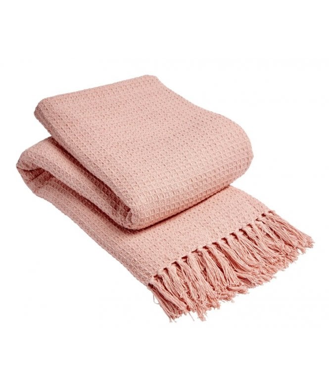 New Edge Blinds Lisbon Pure Cotton Honeycomb Throw in Blush Pink