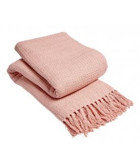 Lisbon Pure Cotton Honeycomb Throw in Blush Pink