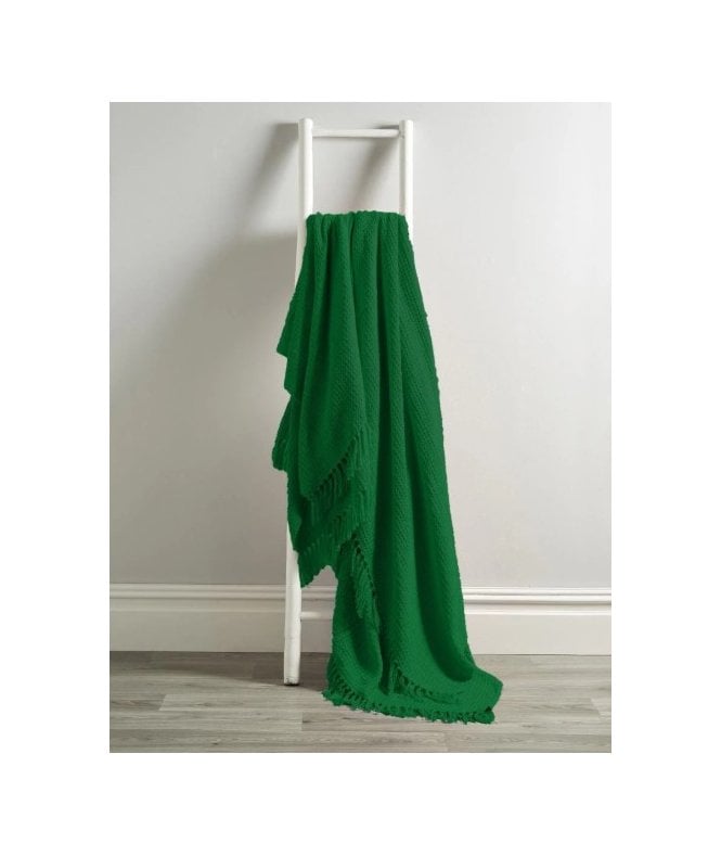 New Edge Blinds Lisbon Pure Cotton Honeycomb Throw in Emerald Green