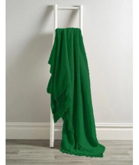 Lisbon Pure Cotton Honeycomb Throw in Emerald Green
