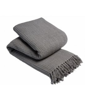 Lisbon Pure Cotton Honeycomb Throw in Grey