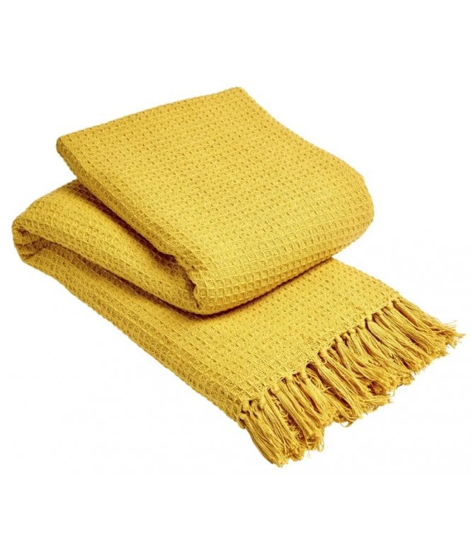New Edge Blinds Lisbon Pure Cotton Honeycomb Throw in Ochre