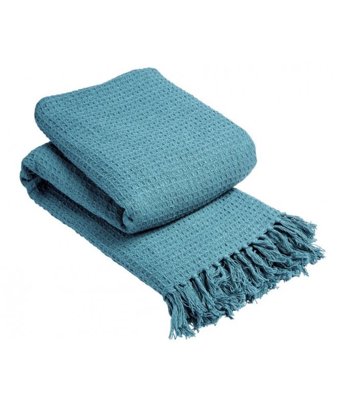 New Edge Blinds Lisbon Pure Cotton Honeycomb Throw in Teal