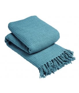 Lisbon Pure Cotton Honeycomb Throw in Teal