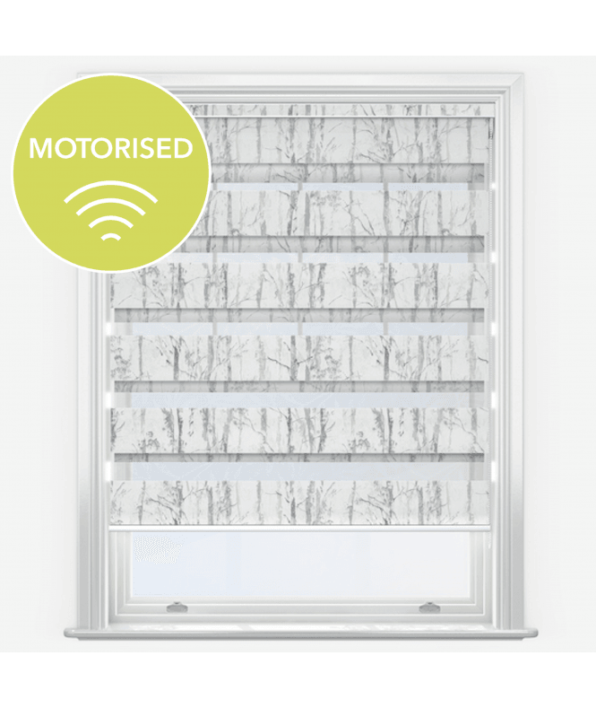 New Edge Blinds Louvolite Alberto Silver Motorised Dimout Day & Night Roller Blind