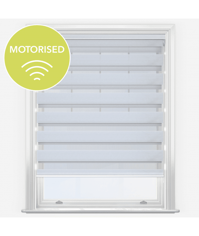New Edge Blinds Louvolite Arezzo White Motorised Dimout Day & Night Roller Blind