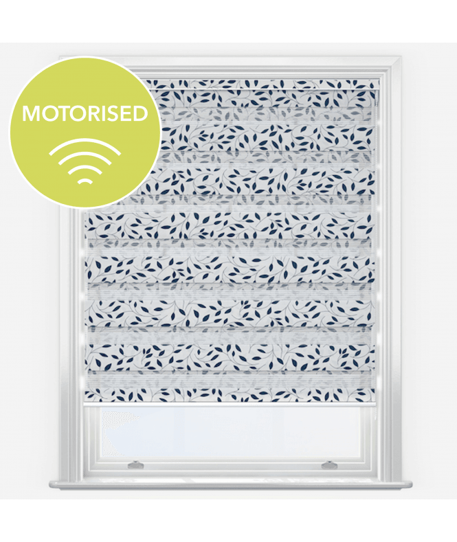 New Edge Blinds Louvolite Classica Navy Motorised Dimout Day & Night Roller Blind