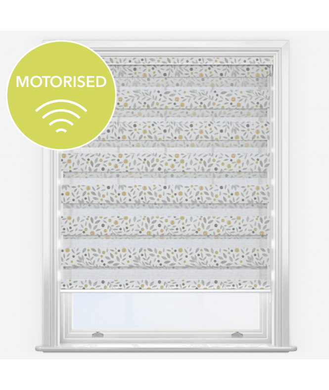 New Edge Blinds Louvolite Fiore Ochre Motorised Dimout Day & Night Roller Blind