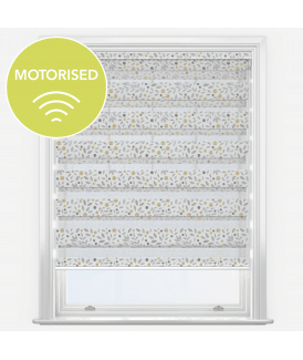 Louvolite Fiore Ochre Motorised Dimout Day & Night Roller Blind