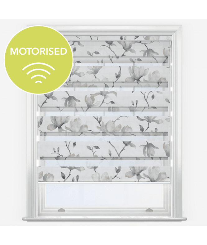 New Edge Blinds Louvolite Floreale Inky Motorised Dimout Day & Night Roller Blind