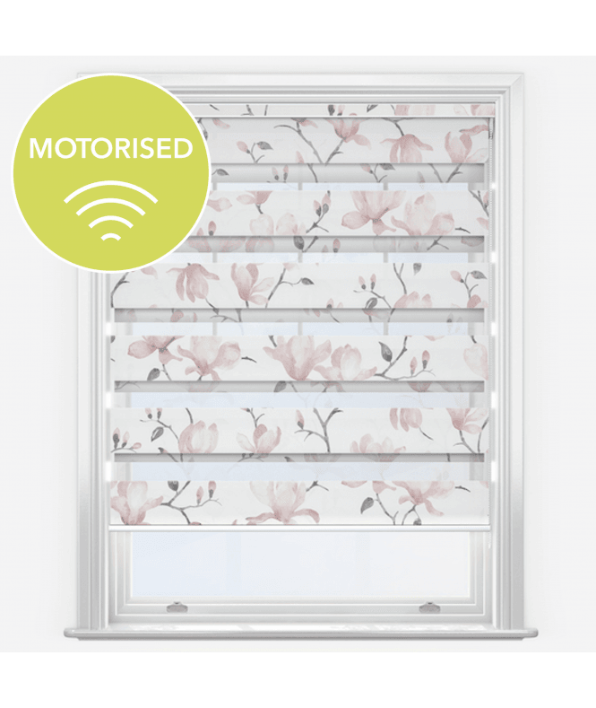 New Edge Blinds Louvolite Floreale Rosa Motorised Dimout Day & Night Roller Blind