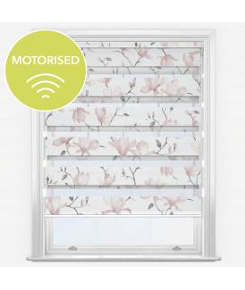 Louvolite Floreale Rosa Motorised Dimout Day & Night Roller Blind