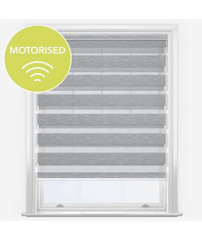 New Edge Blinds Louvolite Linoso Dove Motorised Dimout Day & Night Roller Blind