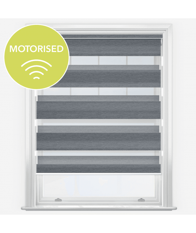 New Edge Blinds Louvolite Lusso Grey Motorised Dimout Day & Night Roller Blind