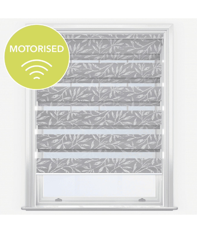 New Edge Blinds Louvolite Viale Mauve Grey Motorised Dimout Day & Night Roller Blind