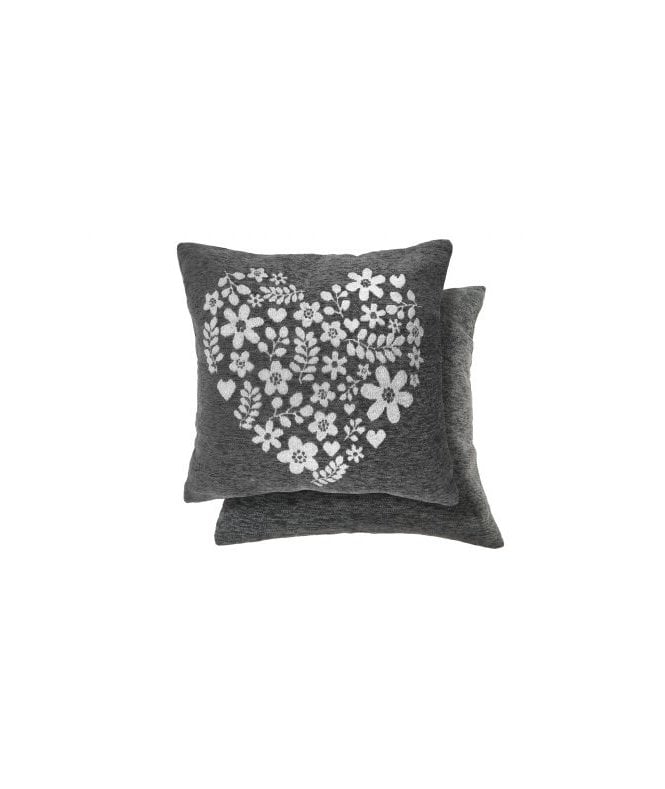New Edge Blinds Love Heart Collection Chenille Cushion Cover in Charcoal Grey