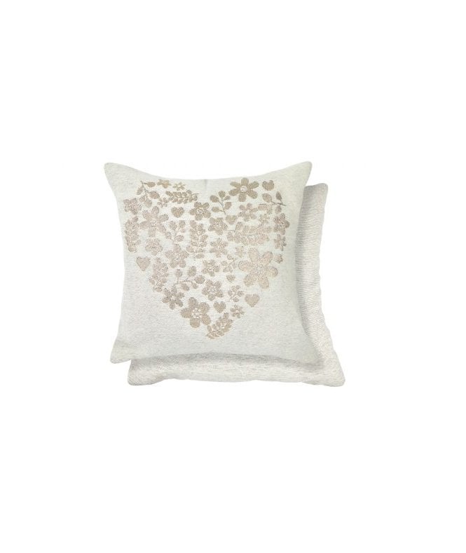 New Edge Blinds Love Heart Collection Chenille Cushion Cover in Natural
