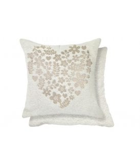 Love Heart Collection Chenille Cushion Cover in Natural