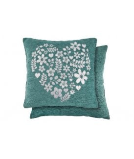 Love Heart Collection Chenille Cushion Cover in Teal
