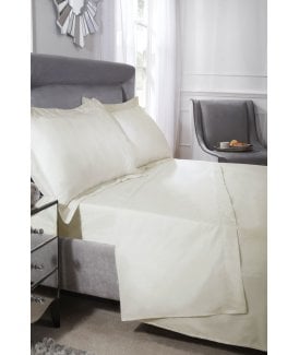 Luxor Collection 200 Thread Count Luxury Egyptian Cotton Flat Sheet in Cream