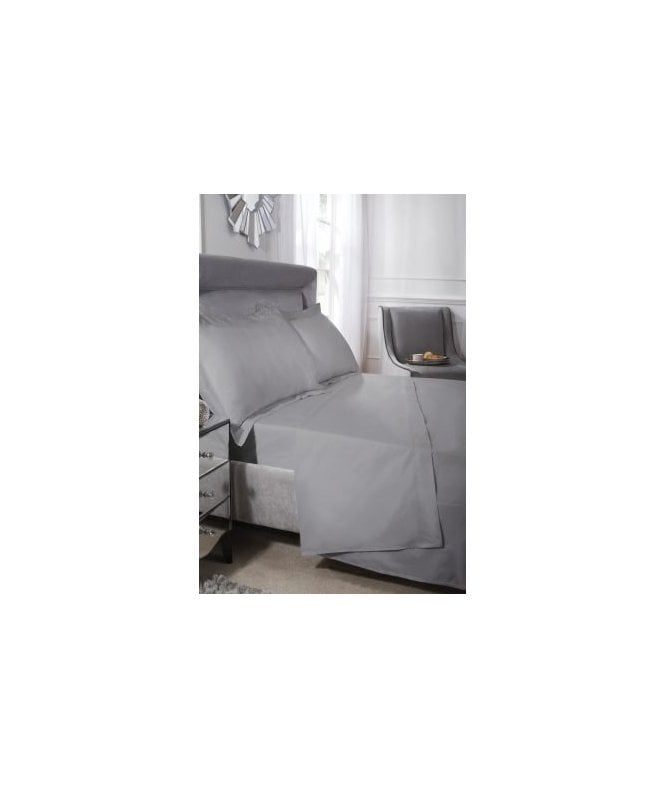 New Edge Blinds Luxor Collection 200 Thread Count Luxury Egyptian Cotton Flat Sheet in Silver