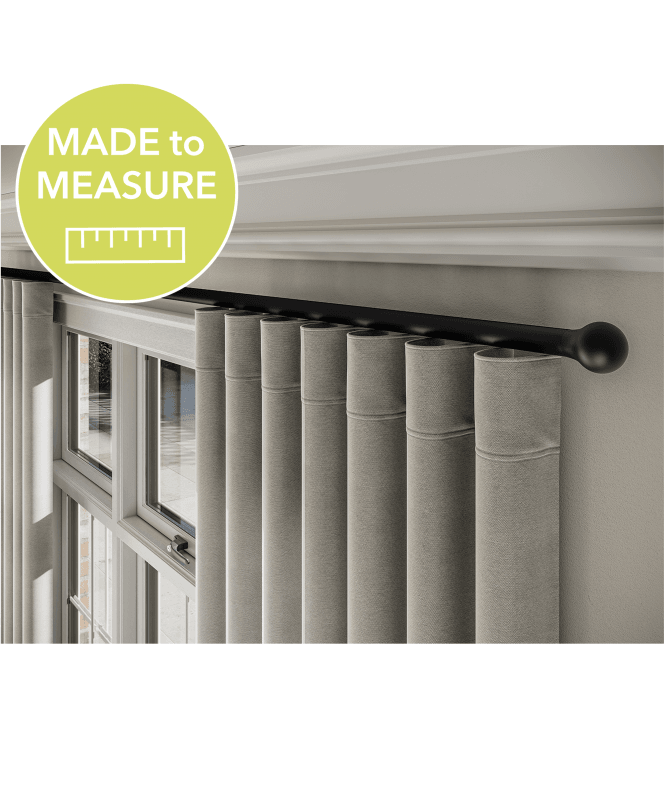 New Edge Blinds Made to Measure - 28mm Styleline Gliding Curtain Pole Set with Ball End - Black