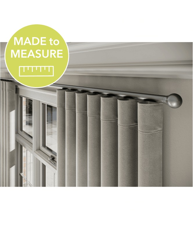 New Edge Blinds Made to Measure - 28mm Styleline Gliding Curtain Pole Set with Ball End - Silver