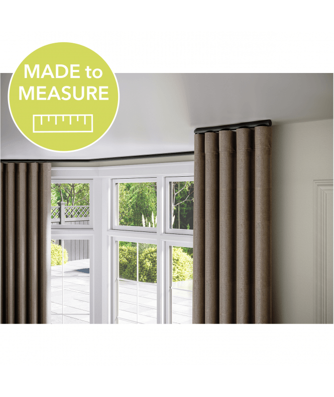 New Edge Blinds Made to Measure - 28mm Styleline Gliding Curtain Pole Set with End Cap - Black