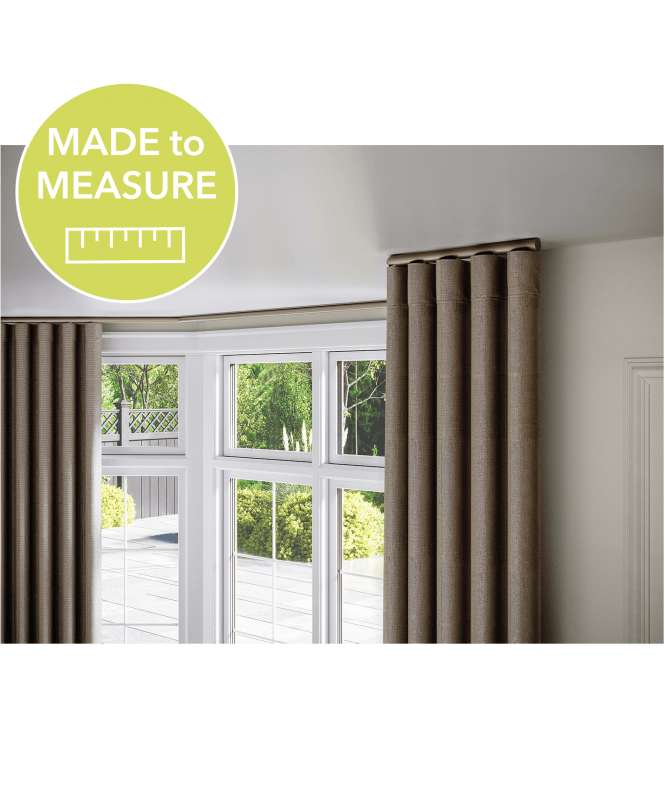 New Edge Blinds Made to Measure - 28mm Styleline Gliding Curtain Pole Set with End Cap - Taupe