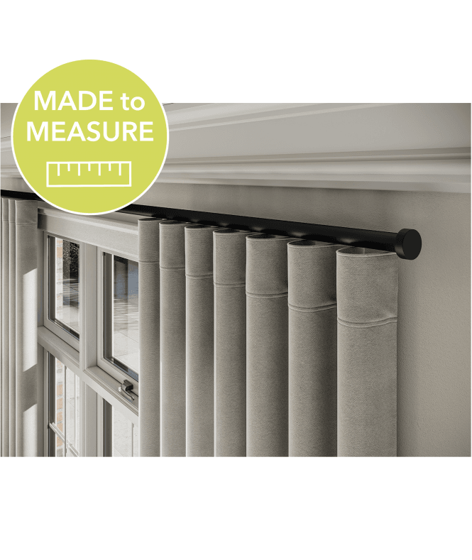 New Edge Blinds Made to Measure - 28mm Styleline Gliding Curtain Pole Set with Stud End - Black