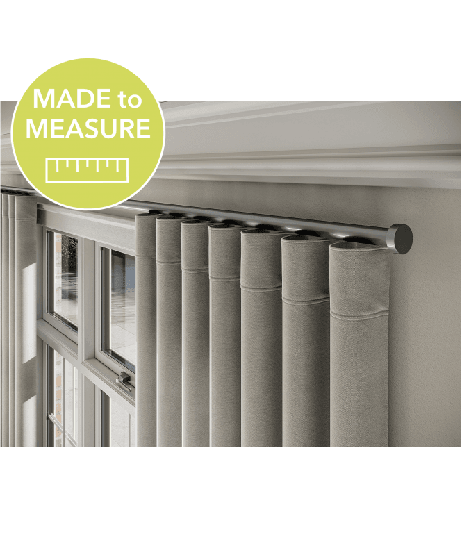 New Edge Blinds Made to Measure - 28mm Styleline Gliding Curtain Pole Set with Stud End - Silver