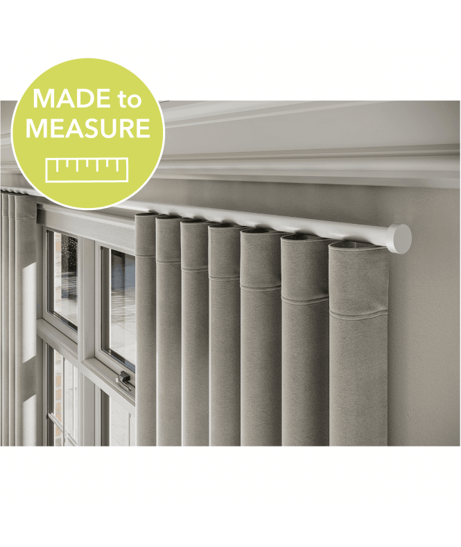 New Edge Blinds Made to Measure - 28mm Styleline Gliding Curtain Pole Set with Stud End - White