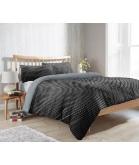 Maine Check Fluffy Fleece Duvet Set in Grey