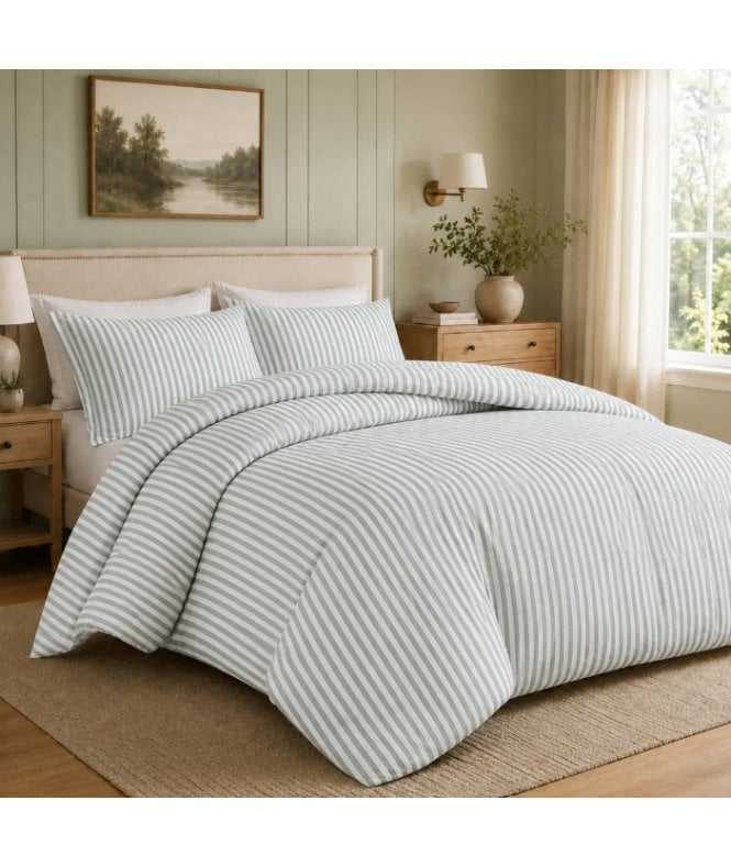 New Edge Blinds Malham Stripe Duvet Set in Grey