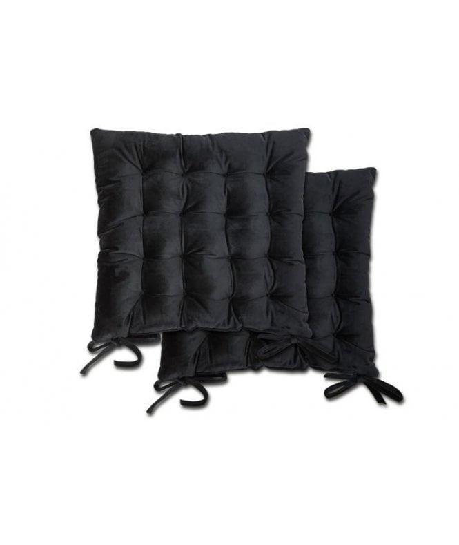 New Edge Blinds Malia Collection Velvet Seat Cushion in Black