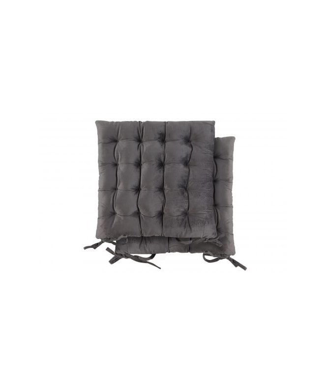New Edge Blinds Malia Collection Velvet Seat Cushion in Charcoal Grey