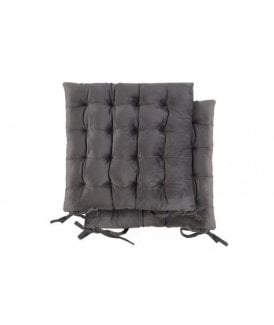 Malia Collection Velvet Seat Cushion in Charcoal Grey
