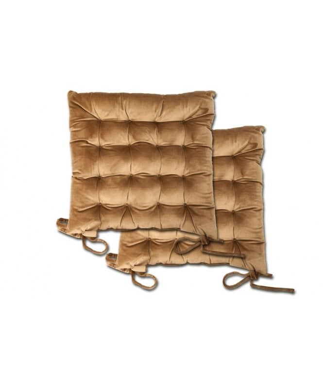 New Edge Blinds Malia Collection Velvet Seat Cushion in Taupe