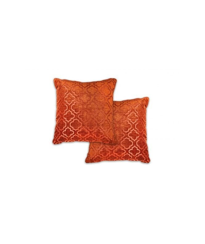 New Edge Blinds Marrakesh Collection Geometric Satin Chenille Cushion Cover in Terracotta