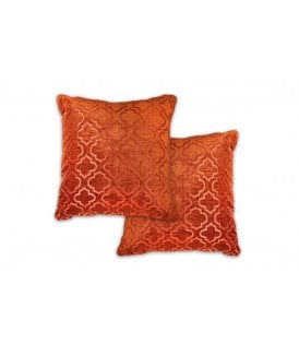 Marrakesh Collection Geometric Satin Chenille Cushion Cover in Terracotta