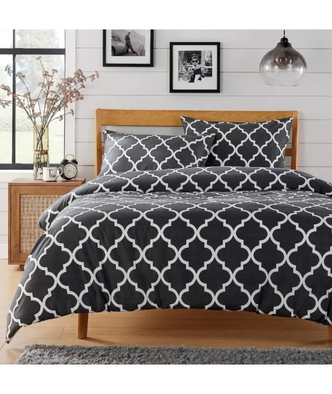 New Edge Blinds Marrakesh Printed Duvet Set in Grey