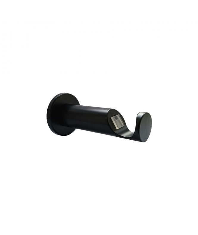 New Edge Blinds Matt Black Quick Lock Cylinder Metal Curtain Pole Support Bracket Pair (28mm)