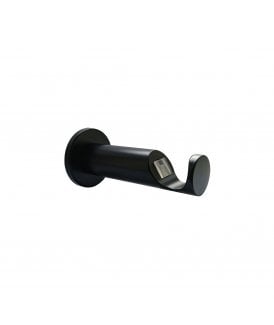 Matt Black Quick Lock Cylinder Metal Curtain Pole Support Bracket Pair (35mm)
