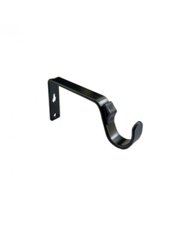 New Edge Blinds Matt Black Quick Lock Fixed Metal Curtain Pole Support Bracket Pair (28mm)